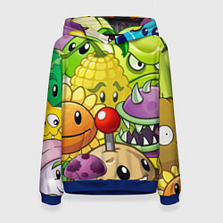 Толстовка-худи женская Растения против зомби, цвет: 3D-синий