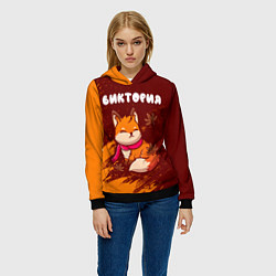 Толстовка-худи женская Виктория осенняя лисичка, цвет: 3D-черный — фото 2