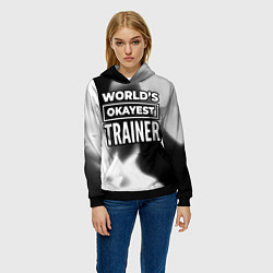 Толстовка-худи женская Worlds okayest trainer - dark, цвет: 3D-черный — фото 2