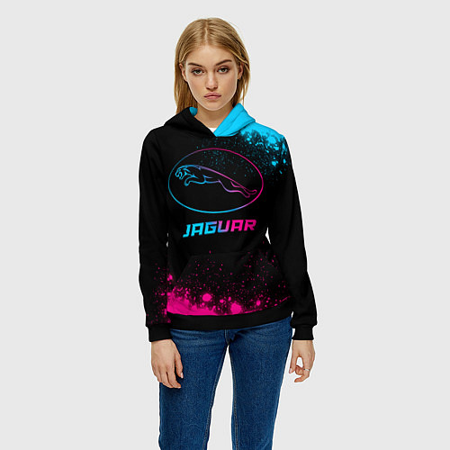 Женская толстовка Jaguar - neon gradient / 3D-Черный – фото 3