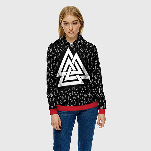 Женская толстовка Valknut runes pattern / 3D-Красный – фото 3