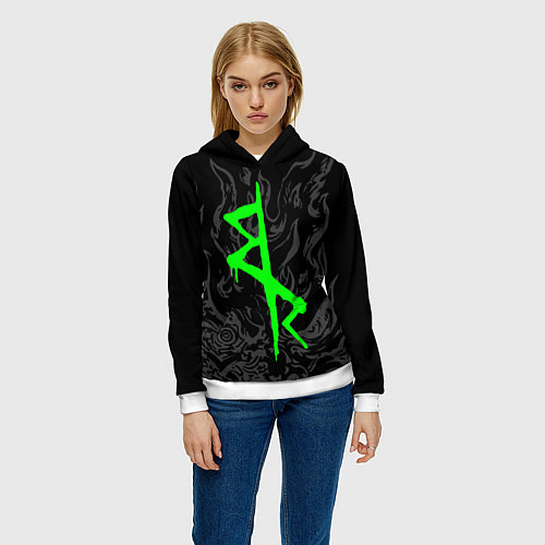 Женская толстовка Логотип Cyberpunk: Edgerunners - Дэвид / 3D-Белый – фото 3