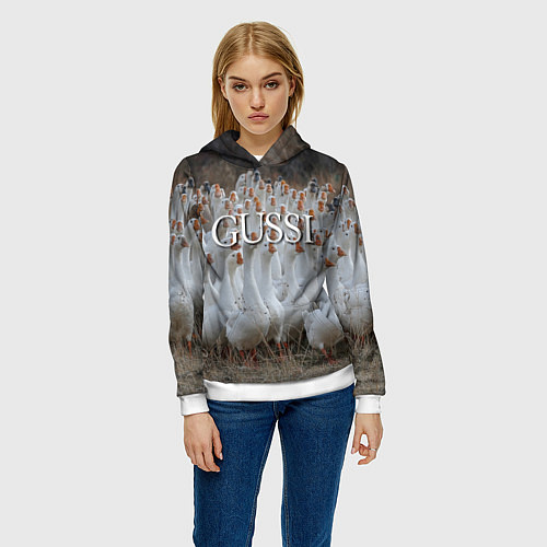 Женская толстовка Стая гусей - Gussi / 3D-Белый – фото 3