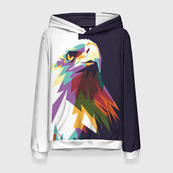 Толстовка-худи женская Орел-птица гордая, цвет: 3D-белый