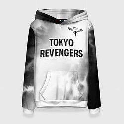 Толстовка-худи женская Tokyo Revengers glitch на светлом фоне: символ све, цвет: 3D-белый