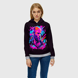 Толстовка-худи женская Jason Statham - pop art, цвет: 3D-меланж — фото 2