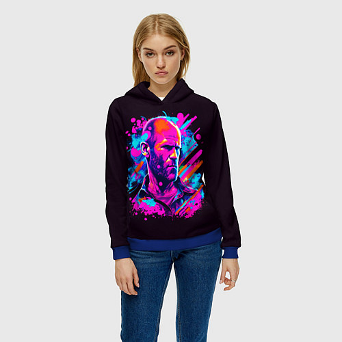 Женская толстовка Jason Statham - pop art / 3D-Синий – фото 3