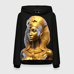 Толстовка-худи женская Нейросеть - золотая египетская богиня, цвет: 3D-черный