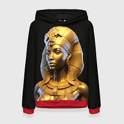Толстовка-худи женская Нейросеть - золотая египетская богиня, цвет: 3D-красный