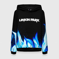 Толстовка-худи женская Linkin Park blue fire, цвет: 3D-черный