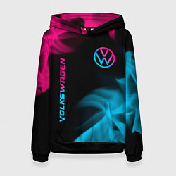 Толстовка-худи женская Volkswagen - neon gradient: надпись, символ, цвет: 3D-черный