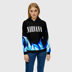 Толстовка-худи женская Nirvana blue fire, цвет: 3D-черный — фото 2