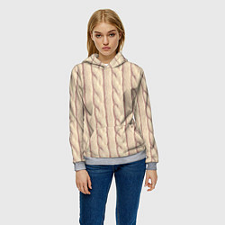 Толстовка-худи женская Светлый вязаный свитер, цвет: 3D-меланж — фото 2