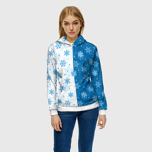 Женская толстовка Красивые снежинки / 3D-Белый – фото 3