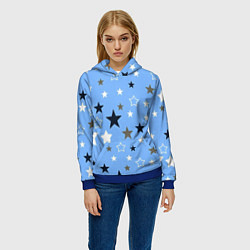 Толстовка-худи женская Звёзды на голубом фоне, цвет: 3D-синий — фото 2