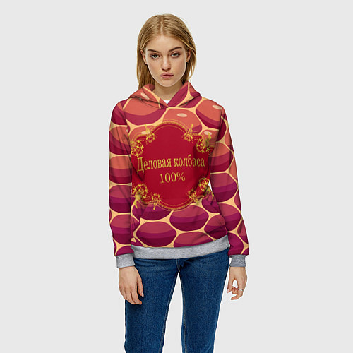 Женская толстовка Деловая колбасень / 3D-Меланж – фото 3