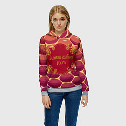 Толстовка-худи женская Деловая колбасень, цвет: 3D-меланж — фото 2