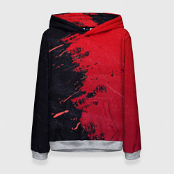 Толстовка-худи женская Черное и красное, цвет: 3D-меланж