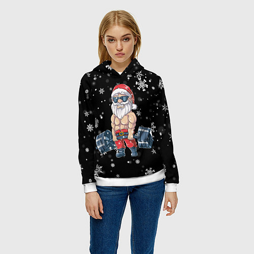 Женская толстовка Силач Санта / 3D-Белый – фото 3