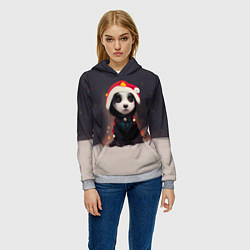 Толстовка-худи женская Пёсель - панда в колпаке, цвет: 3D-меланж — фото 2