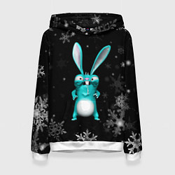 Толстовка-худи женская Cheeky rabbit celebrates the new year, цвет: 3D-белый