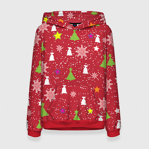 Женская толстовка Red new year / 3D-Красный – фото 1