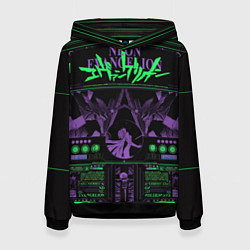 Толстовка-худи женская Evangelion neon poster, цвет: 3D-черный