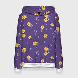 Толстовка-худи женская Милые цветочки, цвет: 3D-белый