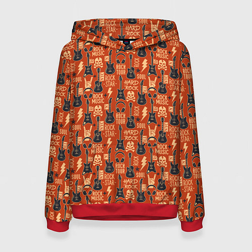 Женская толстовка Гитара рок музыка / 3D-Красный – фото 1