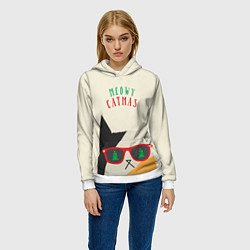 Толстовка-худи женская Meowy catwas, цвет: 3D-белый — фото 2