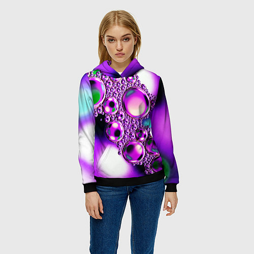 Женская толстовка Фиолетовые пузыри / 3D-Черный – фото 3