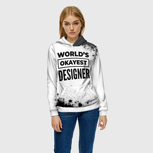 Женская толстовка Worlds okayest designer - white / 3D-Белый – фото 3