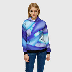 Толстовка-худи женская Синие разводы, цвет: 3D-черный — фото 2