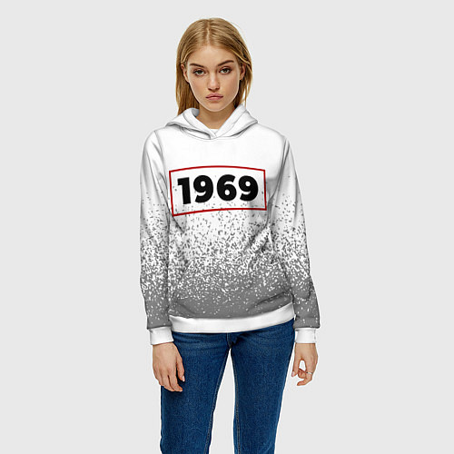 Женская толстовка 1969 - в красной рамке на светлом / 3D-Белый – фото 3