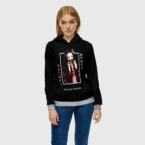 Женская толстовка Клинок, рассекающий демонов: персонаж Незуко Камад / 3D-Меланж – фото 3