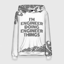 Толстовка-худи женская Im doing engineer things: на светлом, цвет: 3D-белый