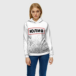 Толстовка-худи женская Юлия - в красной рамке на светлом, цвет: 3D-белый — фото 2