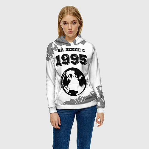 Женская толстовка На Земле с 1995: краска на светлом / 3D-Белый – фото 3