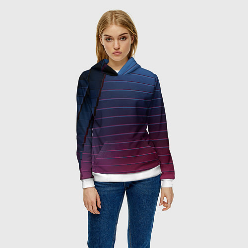 Женская толстовка Абсрактная лестничная тёмно-синяя текстура / 3D-Белый – фото 3