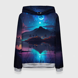 Толстовка-худи женская Ночное небо, пейзаж, цвет: 3D-меланж