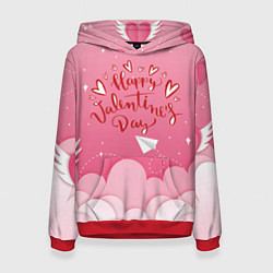 Толстовка-худи женская Бумажный стиль для дня святого валентина, цвет: 3D-красный