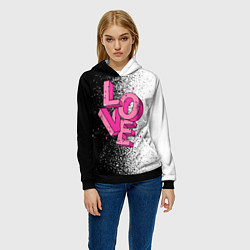 Толстовка-худи женская Love - розовый, цвет: 3D-черный — фото 2