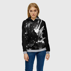 Толстовка-худи женская Брызги красок - белая и черная, цвет: 3D-меланж — фото 2