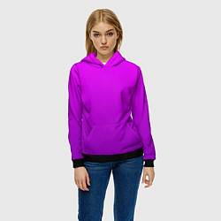 Толстовка-худи женская Ярко-фиолетовый градиент, цвет: 3D-черный — фото 2