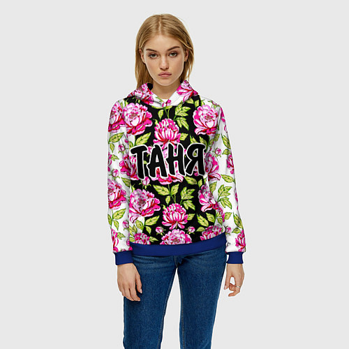 Женская толстовка Таня в цветах / 3D-Синий – фото 3
