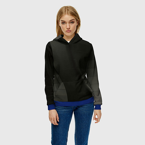 Женская толстовка Чёрные геометрические металлические листы / 3D-Синий – фото 3