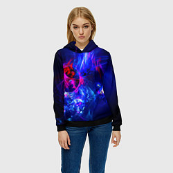 Толстовка-худи женская Столкновение воды и огня, цвет: 3D-черный — фото 2