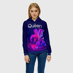 Толстовка-худи женская The Queen Королева и цветы, цвет: 3D-синий — фото 2