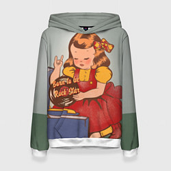 Толстовка-худи женская Девочка с виниловой пластинкой - рождена быть звез, цвет: 3D-белый