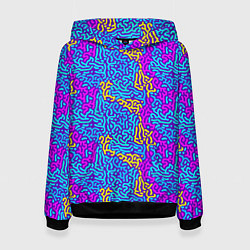 Толстовка-худи женская Абстрактные психоделические полосы, цвет: 3D-черный
